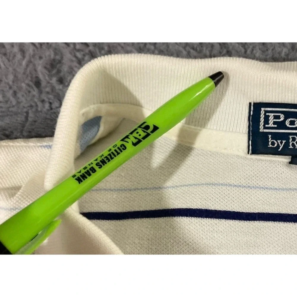 Polo Ralph‎ Lauren Mens XL Polo Shirt Blue White Striped Y2K Early 2000s